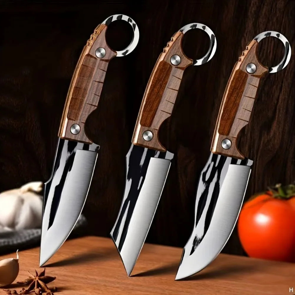 Newly 3-Piece Set Of Multifunctional Knives, Professional Bone Removal Knives, Picnic Meat Cutting Knives, Portable Fruit Knives