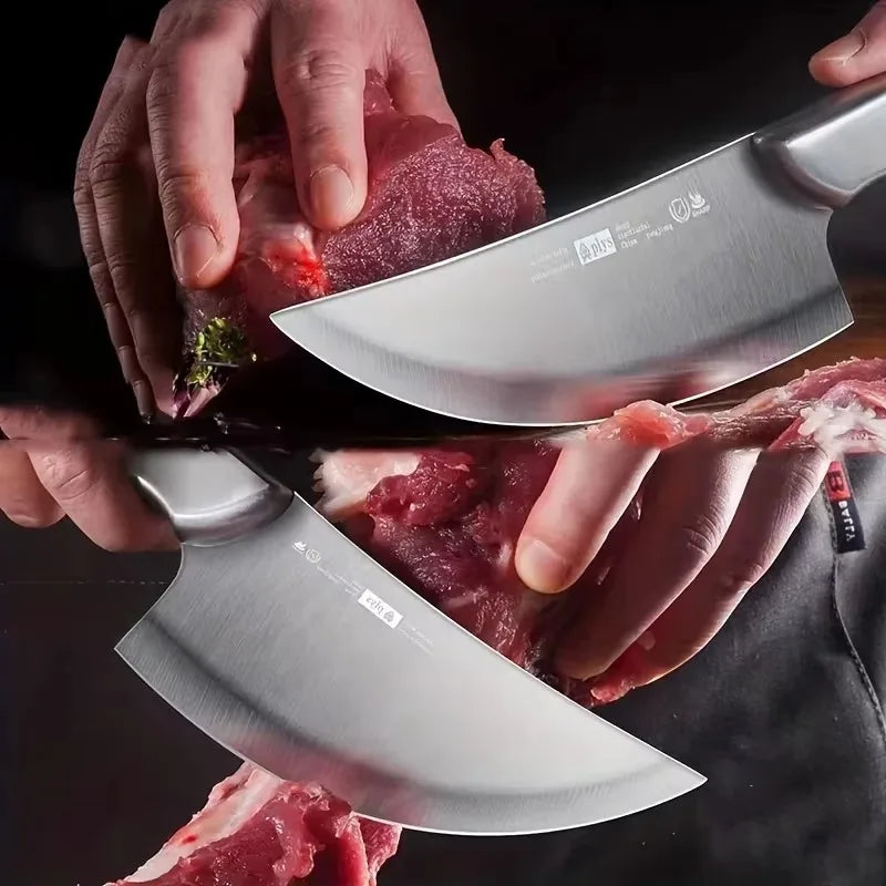2 Piece Set Forged Boning Knife-All Steel Butcher & Fruit Knife with Sheath, Professional Meat Cleaver for Cut Meat &Kitchen Use