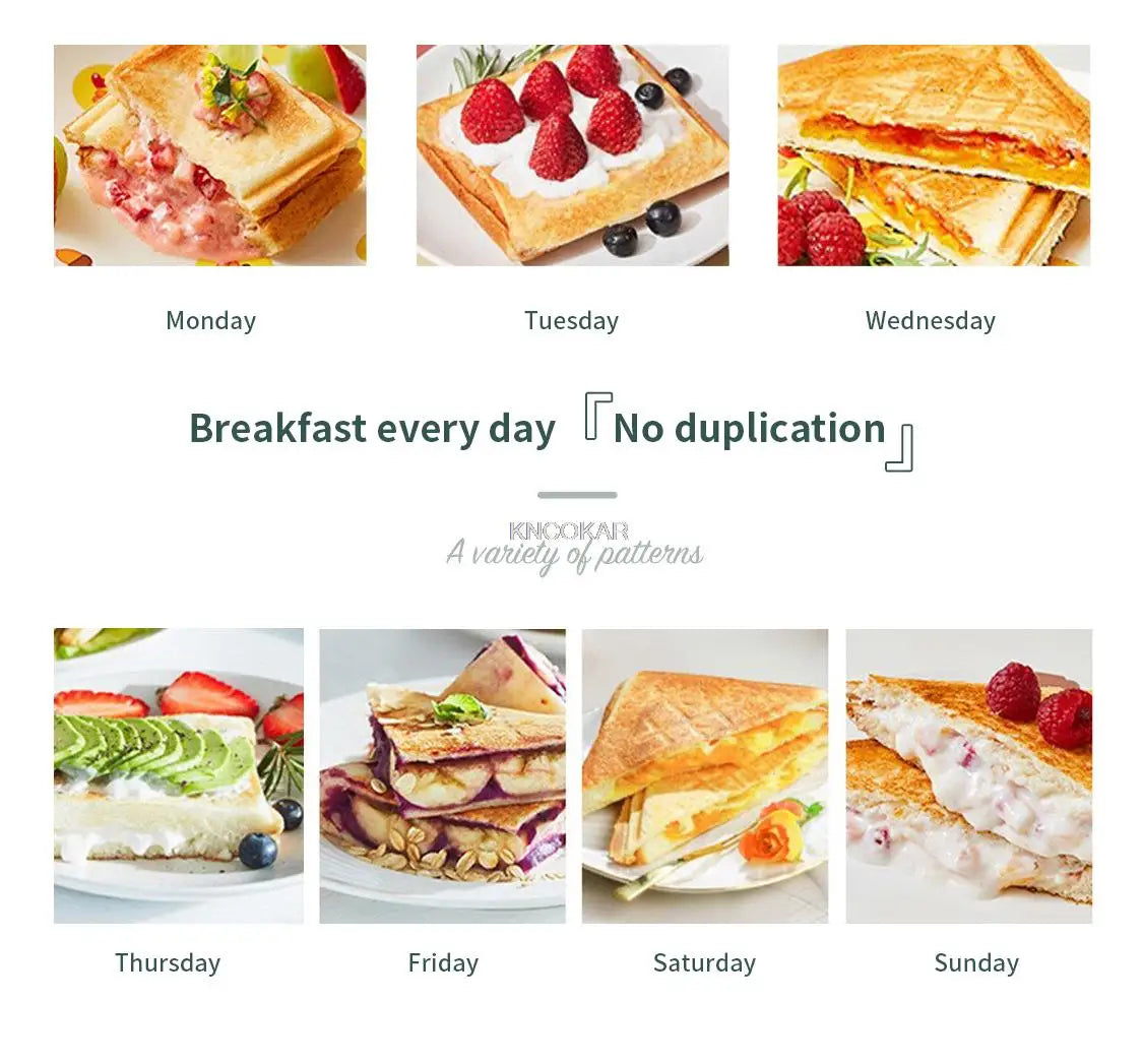 Electric Sandwich Maker Breakfast machine 3 Mins Fast Breakfast Waffle maker Toaster Baking Tools With Non Stick Pan Kitchen