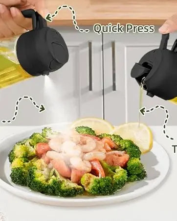 2IN1 Replacement for Oil Take Dispenser Mister Plastics Bottle with 2pcs Brush Spray Pour Cooking Spritzer BBQ Oil Spray Bottle