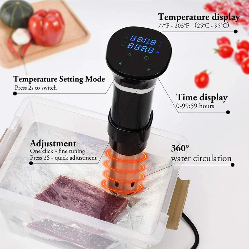 Sous Vide WIFI 1100W High-Power with Slow Cooker Function  99-Hour Timer & Precision Vacuum Cooking, ±0.1°C Temperature Contr