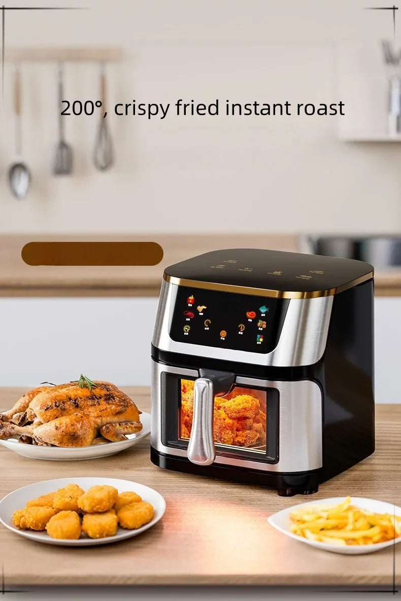 Air fryer home multi-function automatic visible large capacity high power steam tender fryer