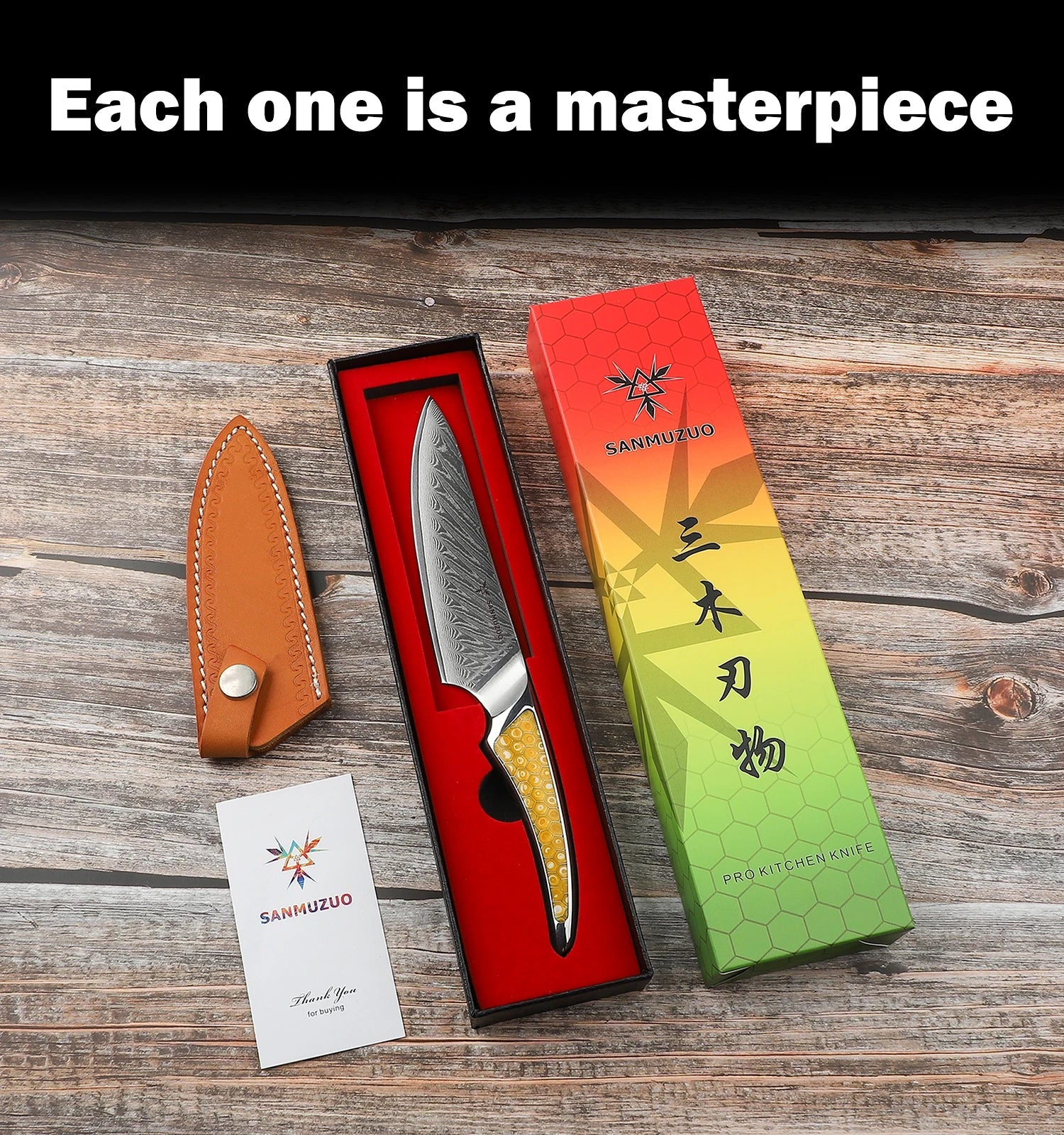 SANMUZUO 5 Inch Damascus Utility Knife - LAS9 Series VG-10 Core Steel Kitchen Chef Knife - Resin Handle for Fruit Vegetable Meat