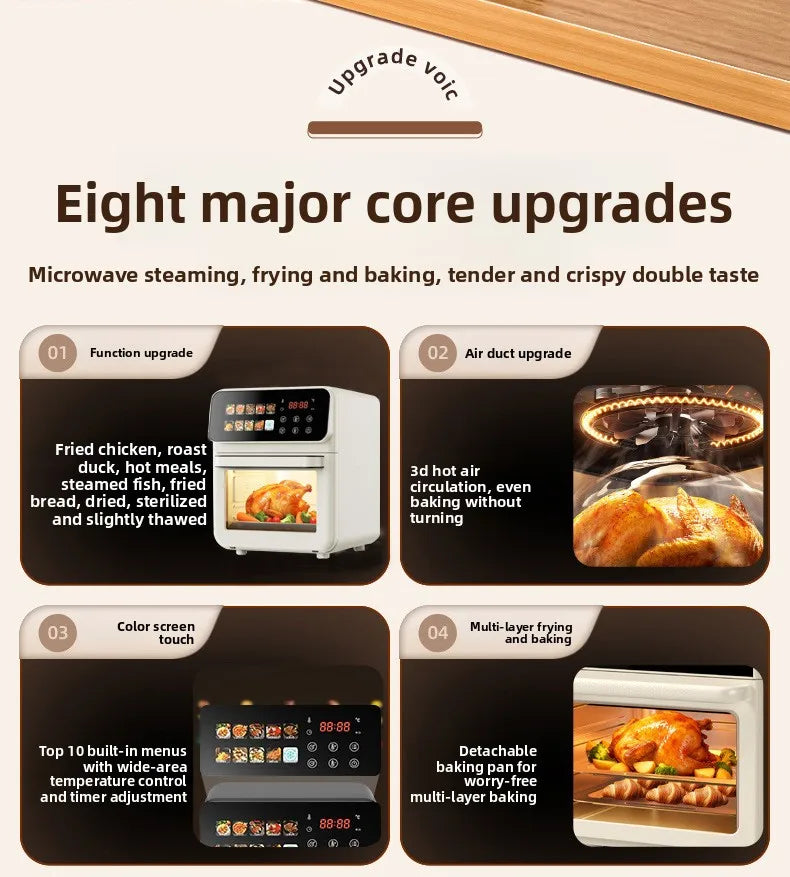 Air Frying Oven Steaming and Baking Integrated Electric Oven Household Multi-functional Visual Model Fumes-free Baking Fryer