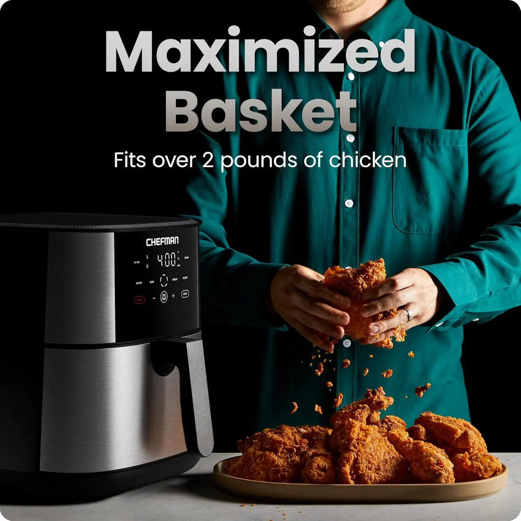 8 Qt Air Fryer with 450°F Hi-Fry, Bake, Dehydrate & Frozen Functions for Crispy Meals