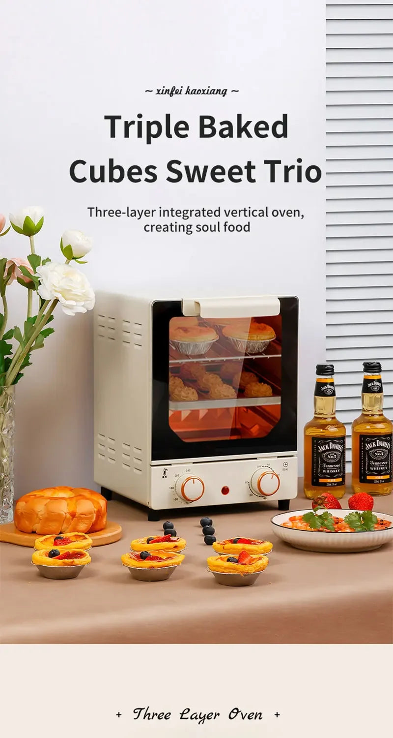 12L Large Capacity Electric Air Fryer Toaster Oven Mechanical Household Kitchen 360° Baking Convection Oven Oil-Free Deep Fryer