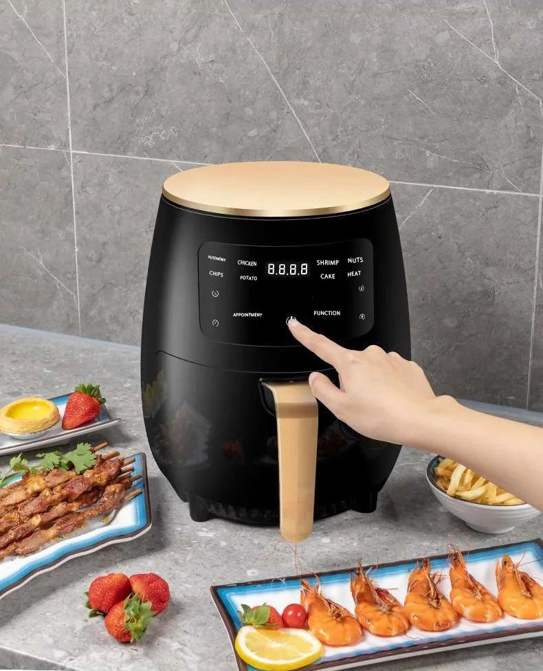 New 6l Large Capacity Digital Touch Air Fryer Multi Use Non Stick Energy Saving Easy Clean Oven For Household Kitchen Cooking