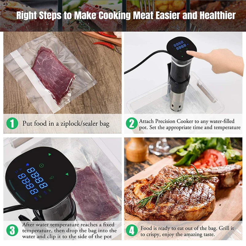 Sous Vide WIFI 1100W High-Power with Slow Cooker Function  99-Hour Timer & Precision Vacuum Cooking, ±0.1°C Temperature Contr