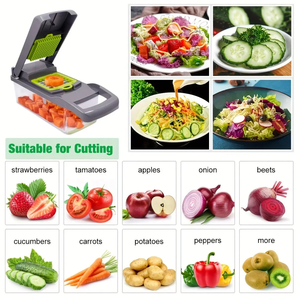 15pcs/set, Upgraded Vegetable Chopper, Multifunctional Fruit Slicer, Household Potato Shredder, Kitchen Stuff, Kitchen Gadgets