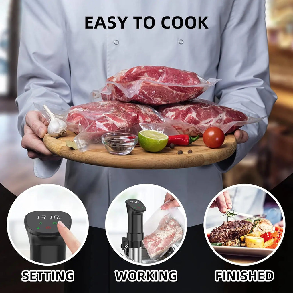 Gison 1800W Waterproof Vacuum Sous Vide Cooker Immersion Kitchen Cooking Tool With LED Digital Display Smart Slow Cooker Heater