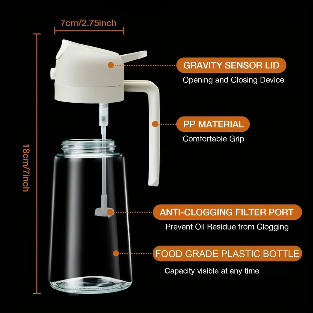 2IN1 Replacement for Oil Take Dispenser Mister Plastics Bottle with 2pcs Brush Spray Pour Cooking Spritzer BBQ Oil Spray Bottle
