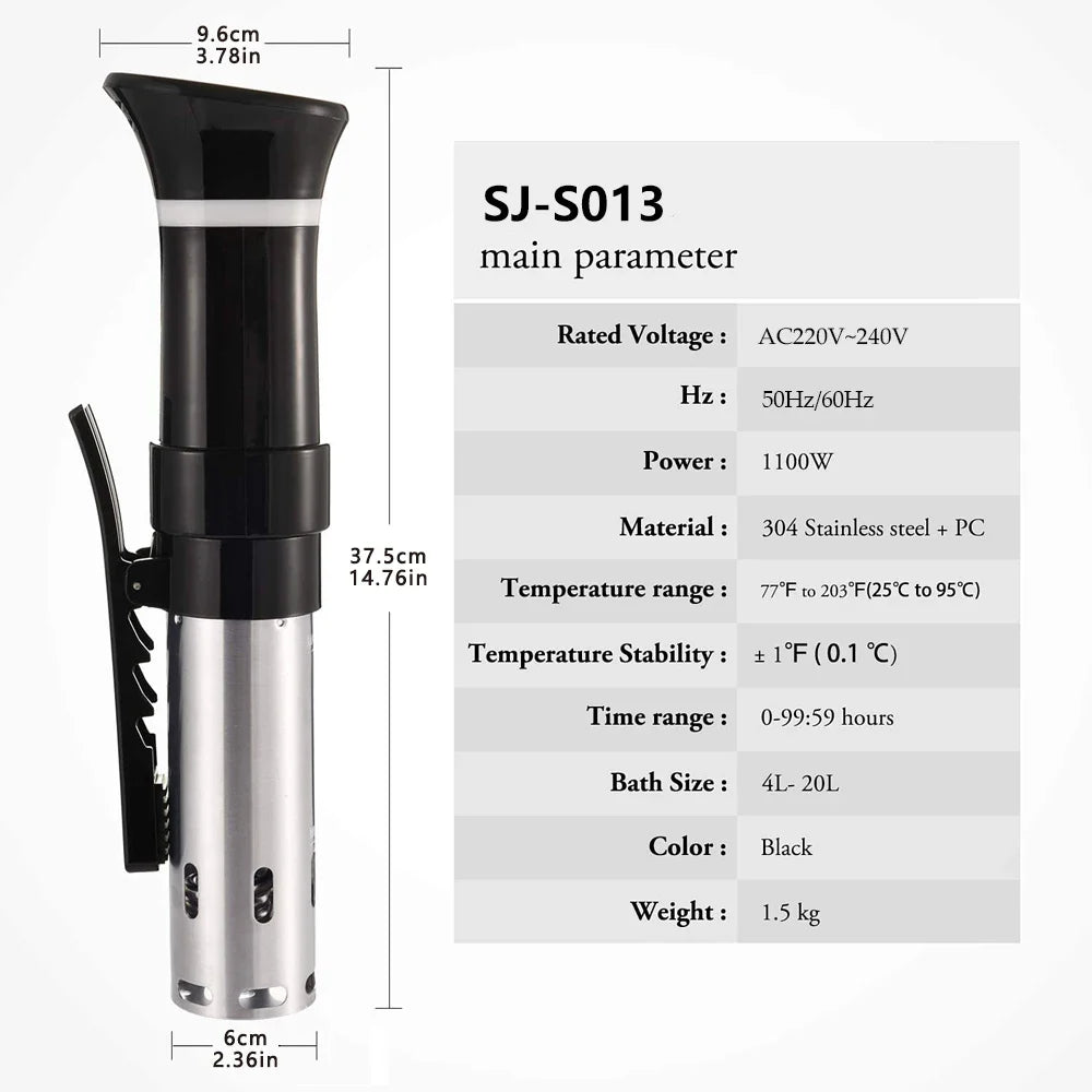 Sous Vide WIFI 1100W High-Power with Slow Cooker Function  99-Hour Timer & Precision Vacuum Cooking, ±0.1°C Temperature Contr