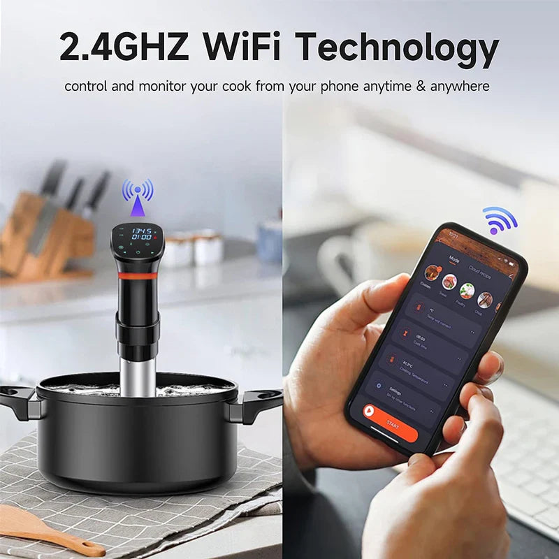 Sous Vide WIFI 1100W High-Power with Slow Cooker Function  99-Hour Timer & Precision Vacuum Cooking, ±0.1°C Temperature Contr