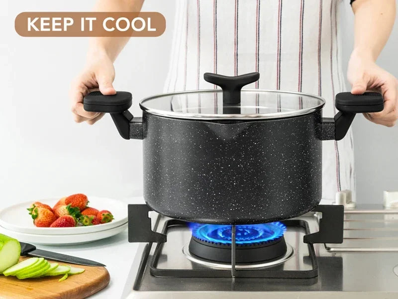 MICHELANGELO Cooking Noodles Pot Double Handle Soup Pot with Strainer Lid Home Induction Cooker Universal Milk Pot Kitchenware