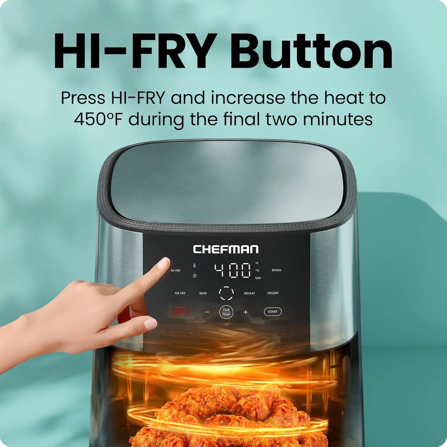 8 Qt Air Fryer with 450°F Hi-Fry, Bake, Dehydrate & Frozen Functions for Crispy Meals