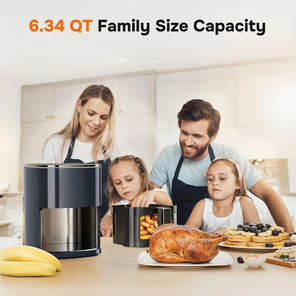 12-in-1 Air Fryer 6.34 Qt, Digital Preset Airfryer with Visible Window, Nonstick and Dishwasher-Safe Basket,Air Fry,Fries,1700W