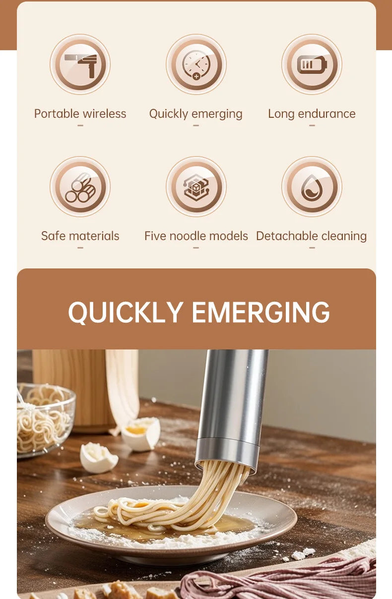 Electric Cordless Noodle Maker Portable Noodle Press Home Appliances Outdoor Kitchen Home Breakfast Smart Noodle Maker Household