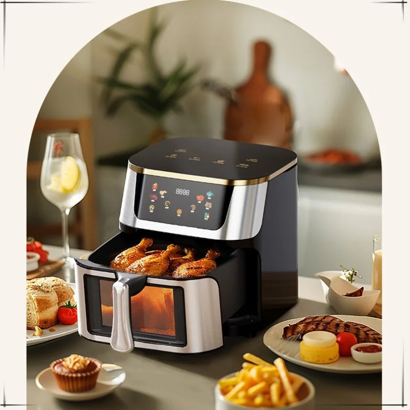 Air fryer home multi-function automatic visible large capacity high power steam tender fryer