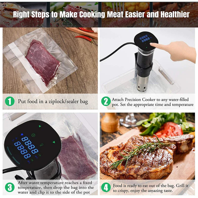 Sous Vide WIFI 1100W High-Power with Slow Cooker Function  99-Hour Timer & Precision Vacuum Cooking, ±0.1°C Temperature Contr