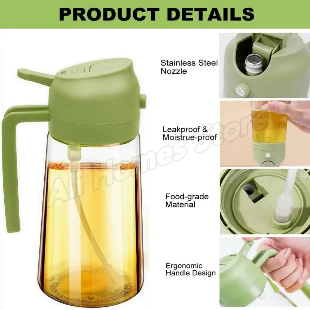 2IN1 Replacement for Oil Take Dispenser Mister Plastics Bottle with 2pcs Brush Spray Pour Cooking Spritzer BBQ Oil Spray Bottle