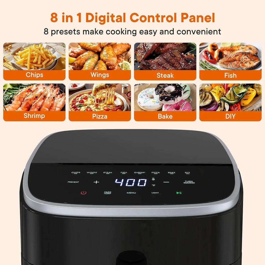 4QT Air Fryer with Visible Window, 1500W Digital Touchscreen Air Fryer with 8 Presets, Black