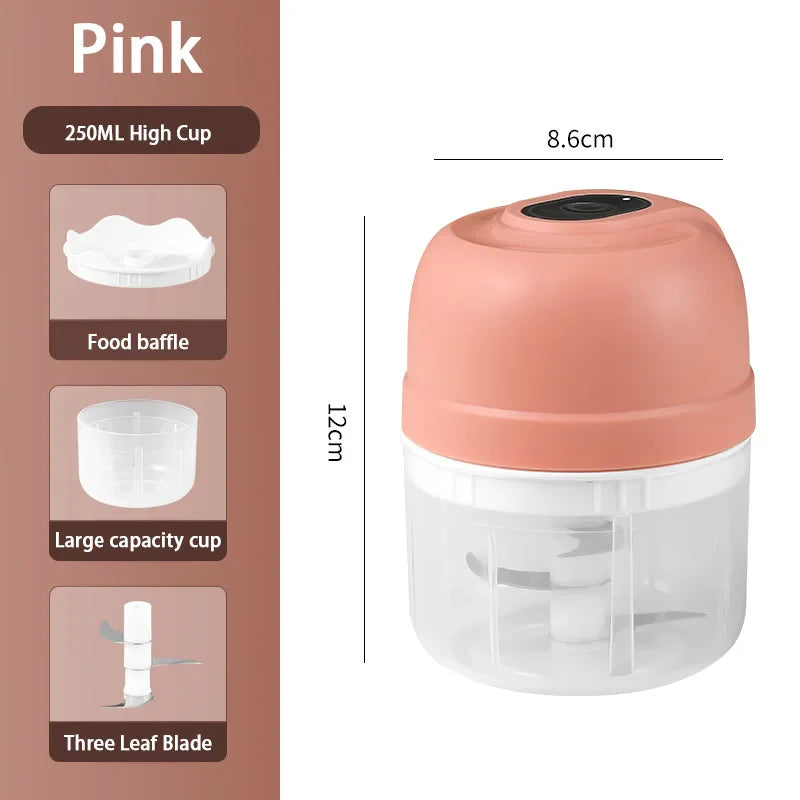 USB Kitchen Gadgets Electric Food Chopper Garlic Crusher Meat Grinder Mini Garlic Press Vegetable Chopper Masher Machine