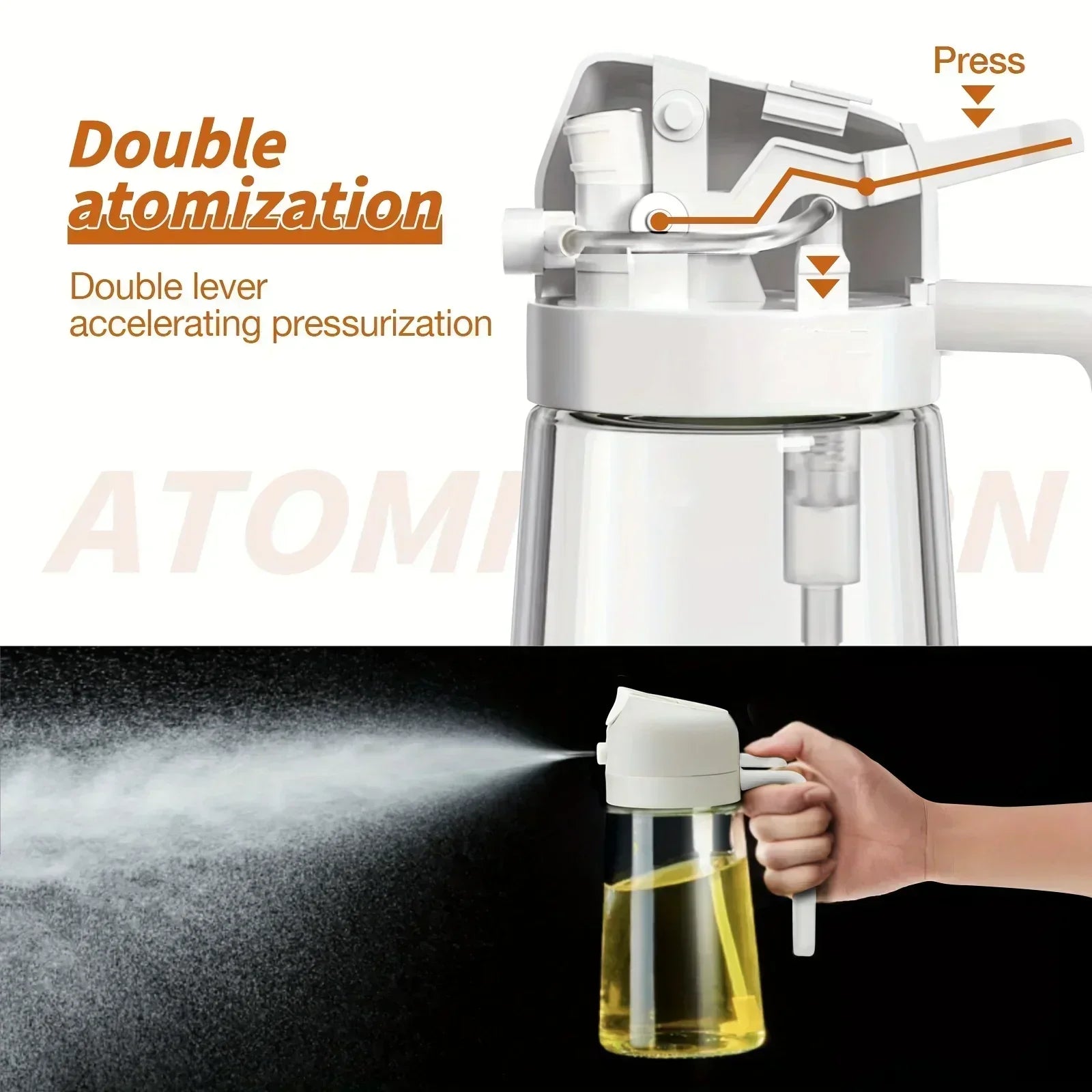 2IN1 Replacement for Oil Take Dispenser Mister Plastics Bottle with 2pcs Brush Spray Pour Cooking Spritzer BBQ Oil Spray Bottle