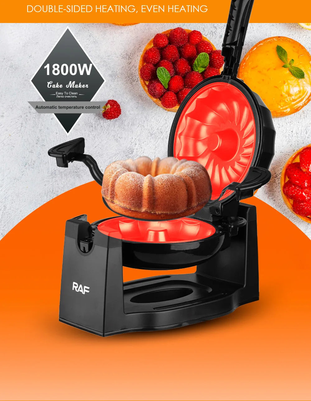 Flip Cake Maker Bread Makers Home Breakfast Toaster Rotary Sandwich Light Food Maker Breakfast Machine Suitable for Kitchen