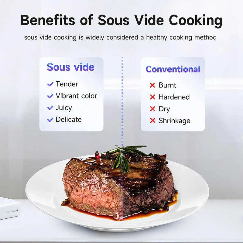 Sous Vide WIFI 1100W High-Power with Slow Cooker Function  99-Hour Timer & Precision Vacuum Cooking, ±0.1°C Temperature Contr