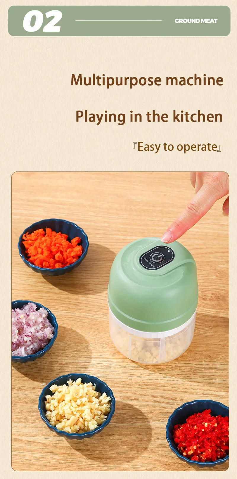 USB Kitchen Gadgets Electric Food Chopper Garlic Crusher Meat Grinder Mini Garlic Press Vegetable Chopper Masher Machine