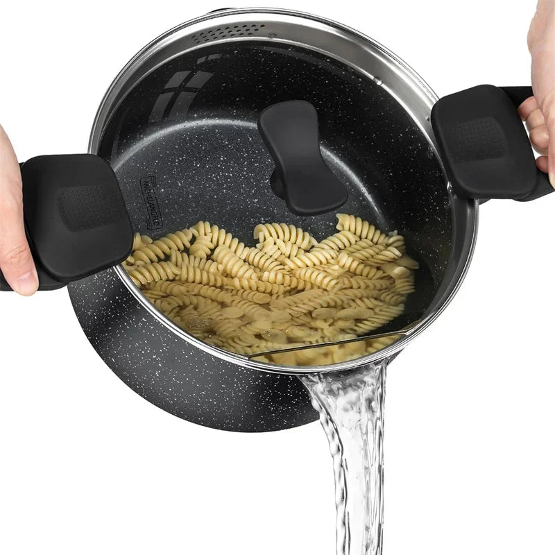 MICHELANGELO Cooking Noodles Pot Double Handle Soup Pot with Strainer Lid Home Induction Cooker Universal Milk Pot Kitchenware
