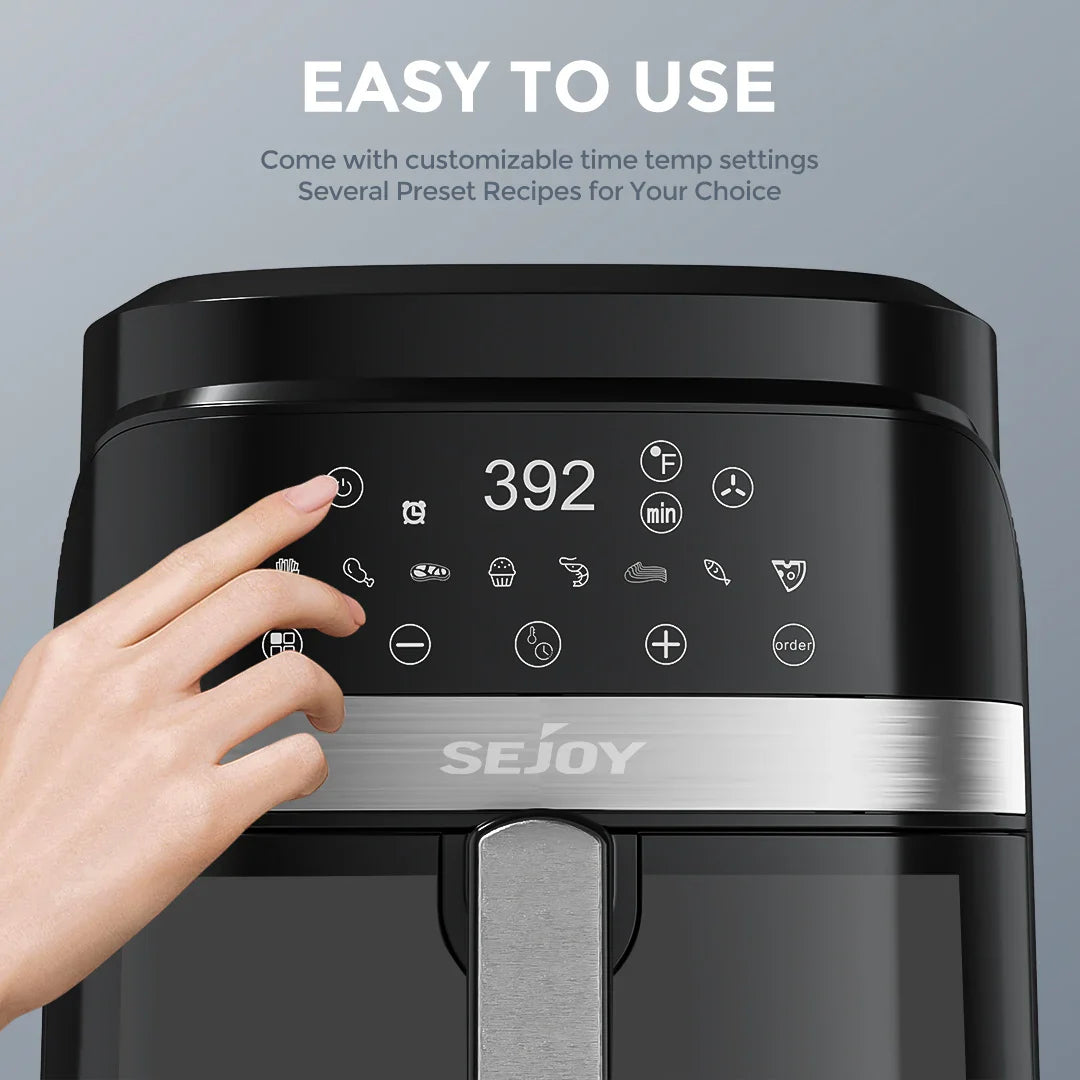 Sejoy Air Fryer 8-in-1,6 Quart Electric Hot Fryer Oven Oilless Cooker,Roast, Bake, Plus Bake,Dehydrate, and Keep Food Warm