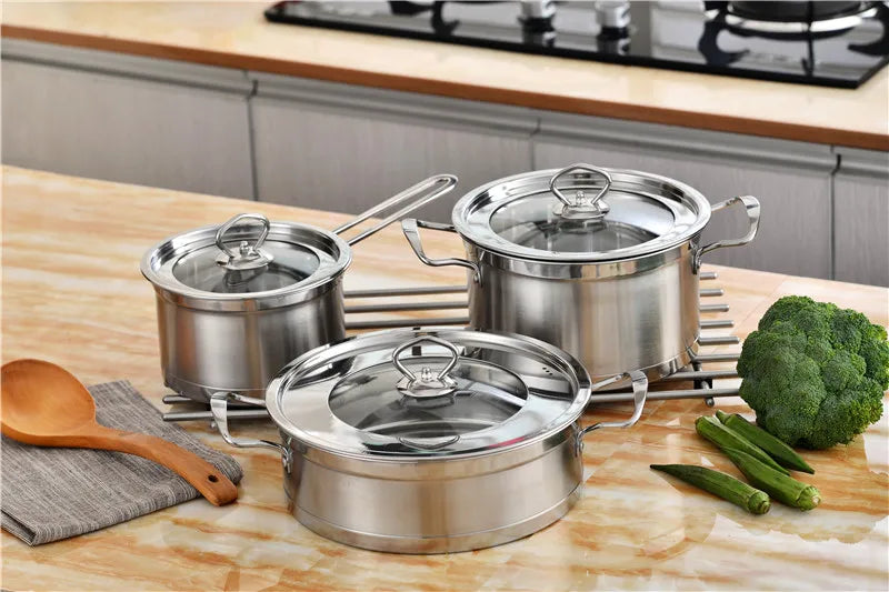 New Item Stainless Steel Cookware Set Large Noodle Cooking Pot Set Pasta Pots