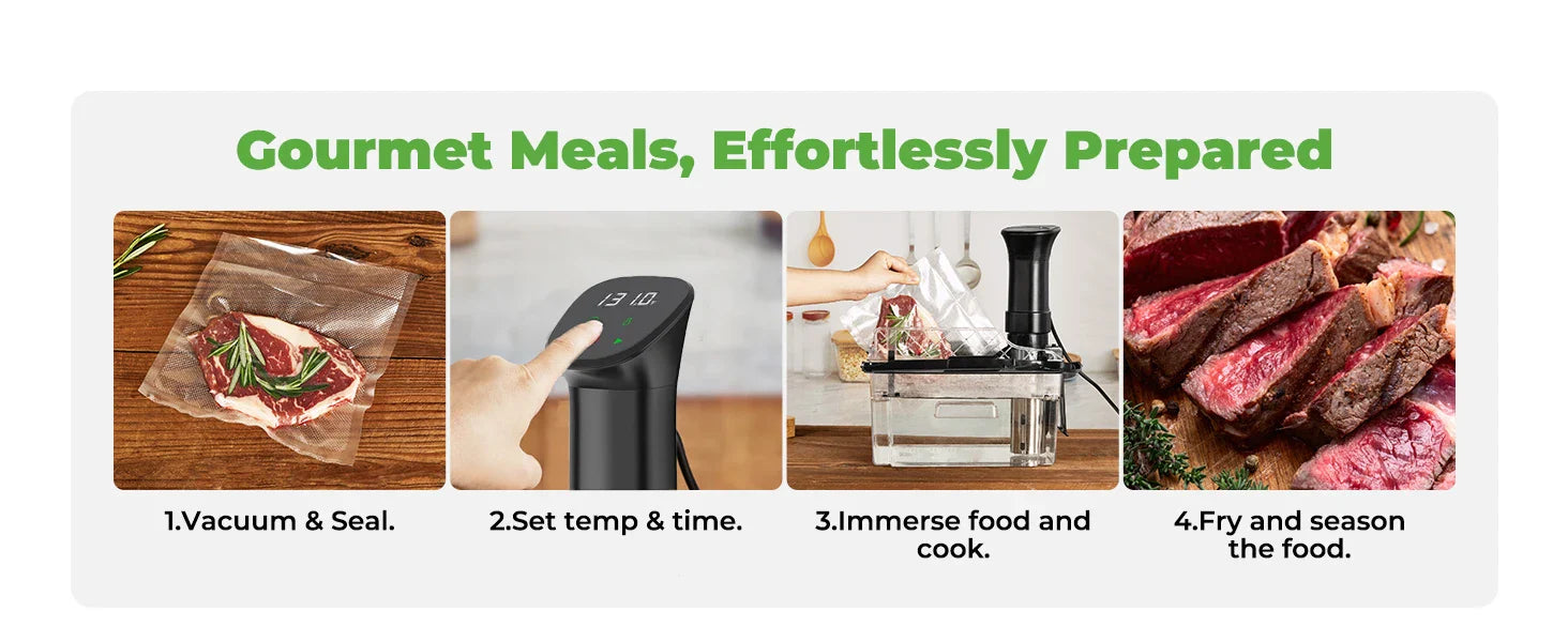 Gison 1800W Waterproof Vacuum Sous Vide Cooker Immersion Kitchen Cooking Tool With LED Digital Display Smart Slow Cooker Heater