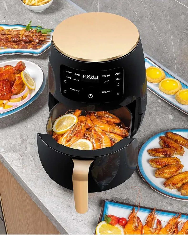 New 6l Large Capacity Digital Touch Air Fryer Multi Use Non Stick Energy Saving Easy Clean Oven For Household Kitchen Cooking