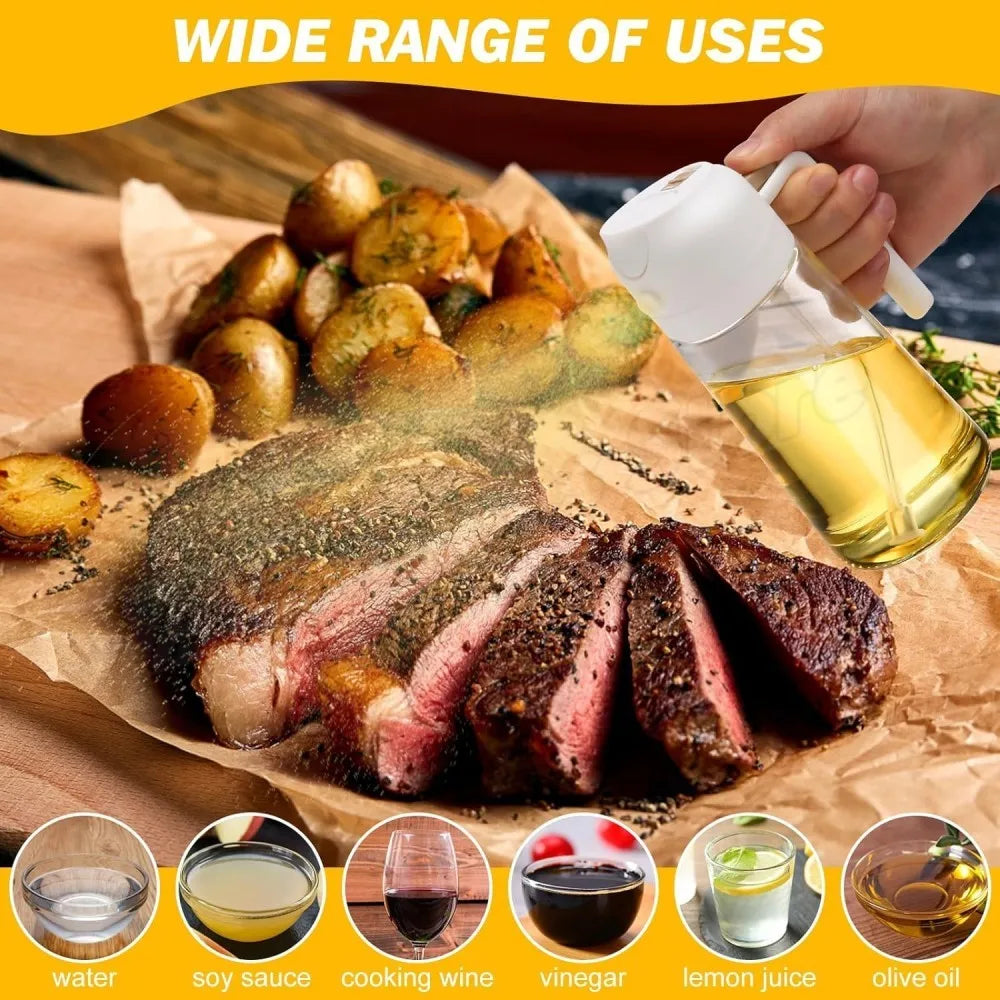 2IN1 Replacement for Oil Take Dispenser Mister Plastics Bottle with 2pcs Brush Spray Pour Cooking Spritzer BBQ Oil Spray Bottle