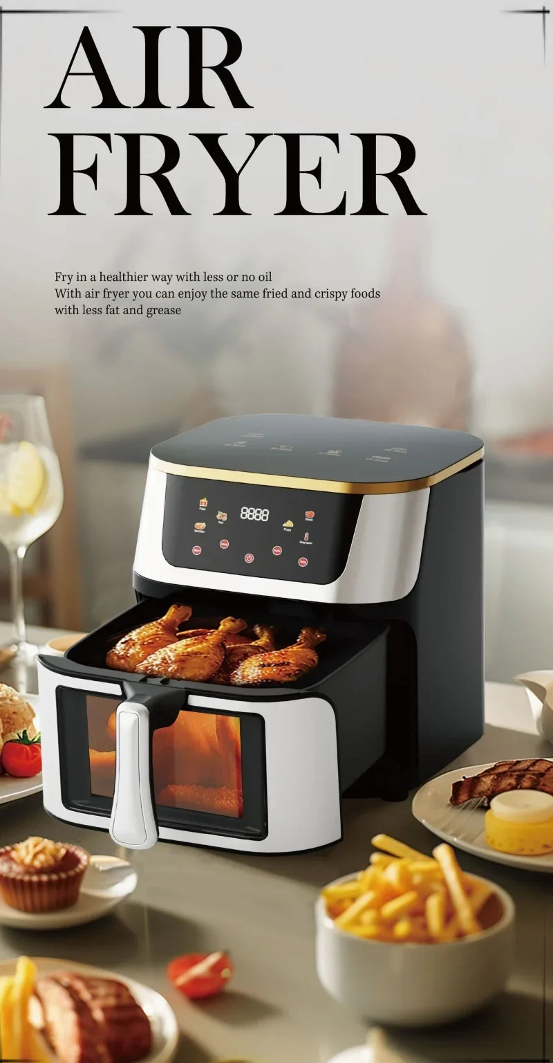 Air fryer home multi-function automatic visible large capacity high power steam tender fryer